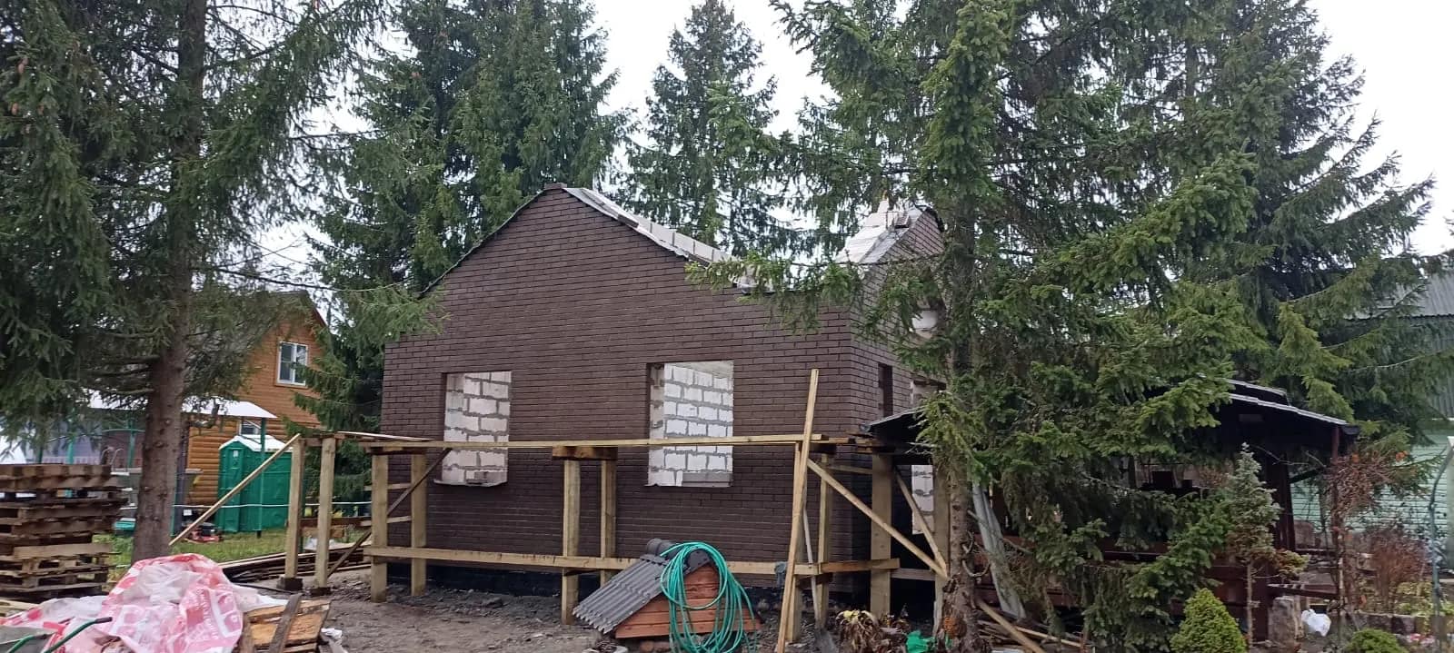 Отделка фасада (газобетон) — в СНТ Фауна, фото 13