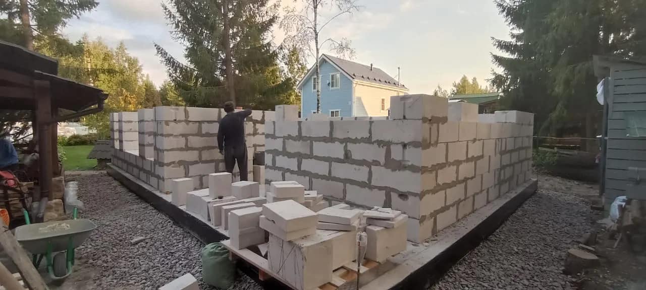 Кладка стен из газобетона — в СНТ Фауна, фото 4