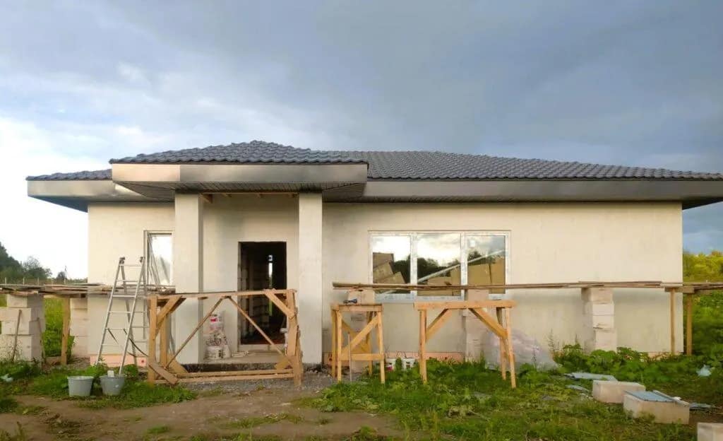 Отделка фасада (газобетон) — в д. Смердовицы, фото 15